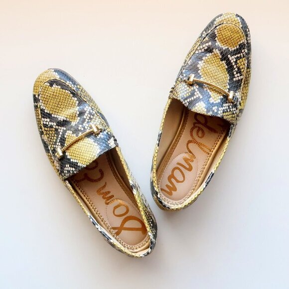 Sam Edelman Lior Yellow Snakeskin Leather Horse-bit Loafers, Slip On Shoes Sz. 8 - Picture 14 of 16